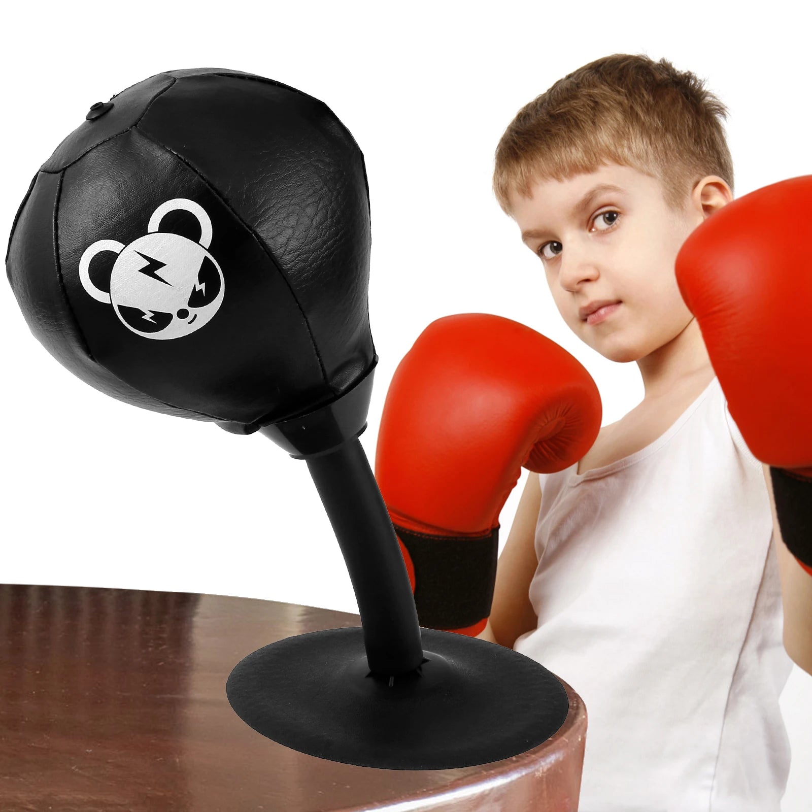 Relaxdays Punching-ball de table, mini sac de frappe pour le bureau