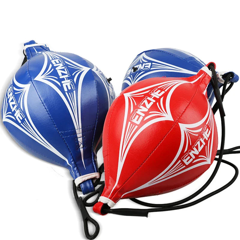 Balle de vitesse en cuir synthétique à double extrémité pour la boxe, roulement à billes rotatif, jeu de poire, balle de frappe pivotante pour