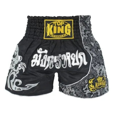 Short de Boxe Thaï Noir Or et Camouflage