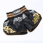 Short de Boxe Thaï Noir Or et Camouflage