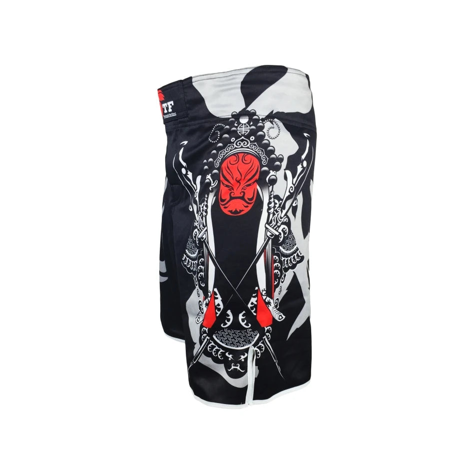 Short de MMA Motif Masque Samouraï Rouge