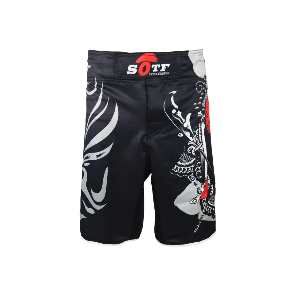 Short de MMA Motif Masque Samouraï Rouge