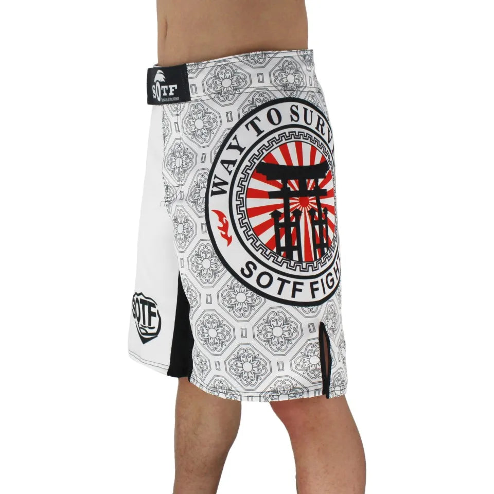 Short de MMA Blanc Motif Japonais