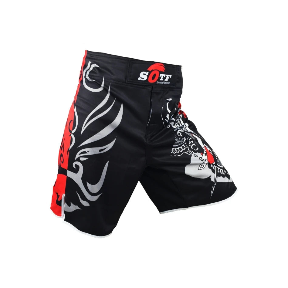 Short de MMA Motif Masque Samouraï Rouge