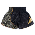 Short de Boxe Thaï Noir Or et Camouflage