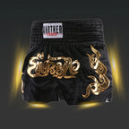 Short de Muay Thaï Noir avec Inscription Thaïlandaise