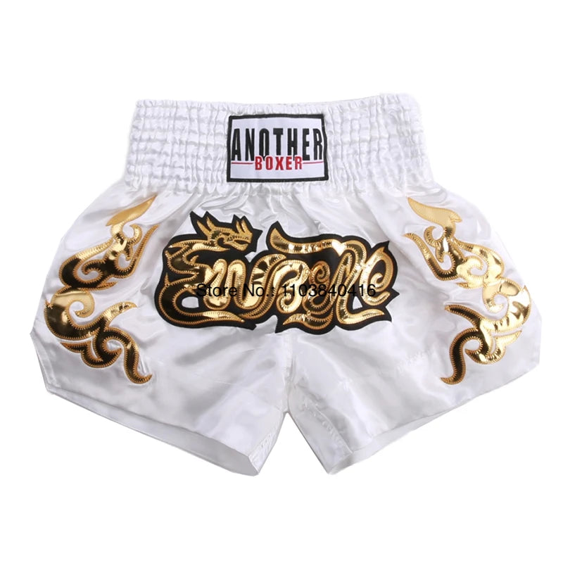 Short de Muay Thaï Noir avec Inscription Thaïlandaise