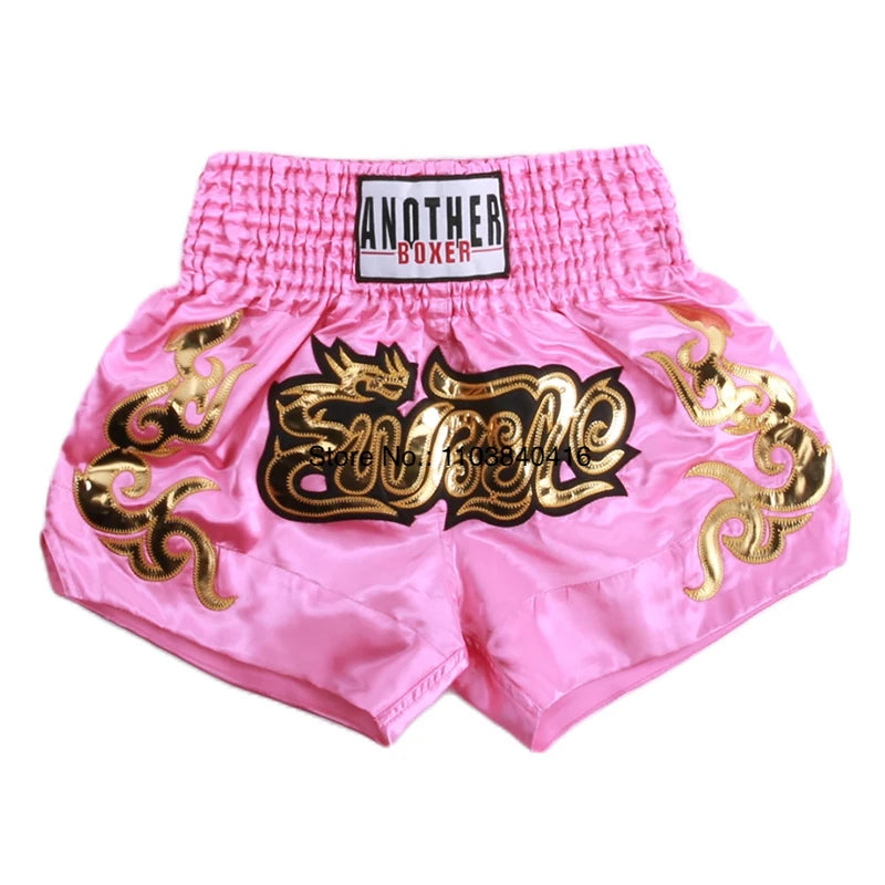 Short de Muay Thaï Noir avec Inscription Thaïlandaise