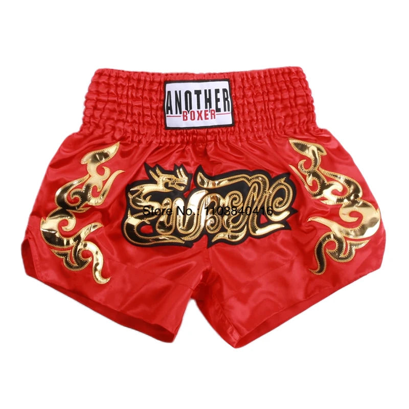 Short de Muay Thaï Noir avec Inscription Thaïlandaise