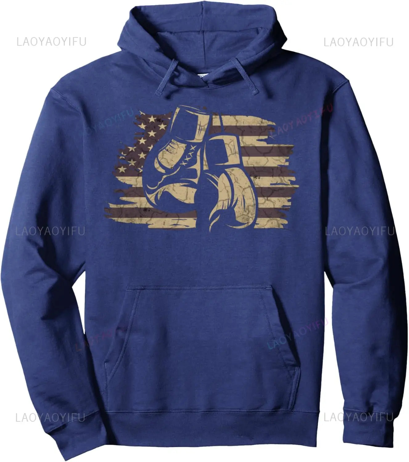 Sweat Boxe Gants et Drapeau USA Old School