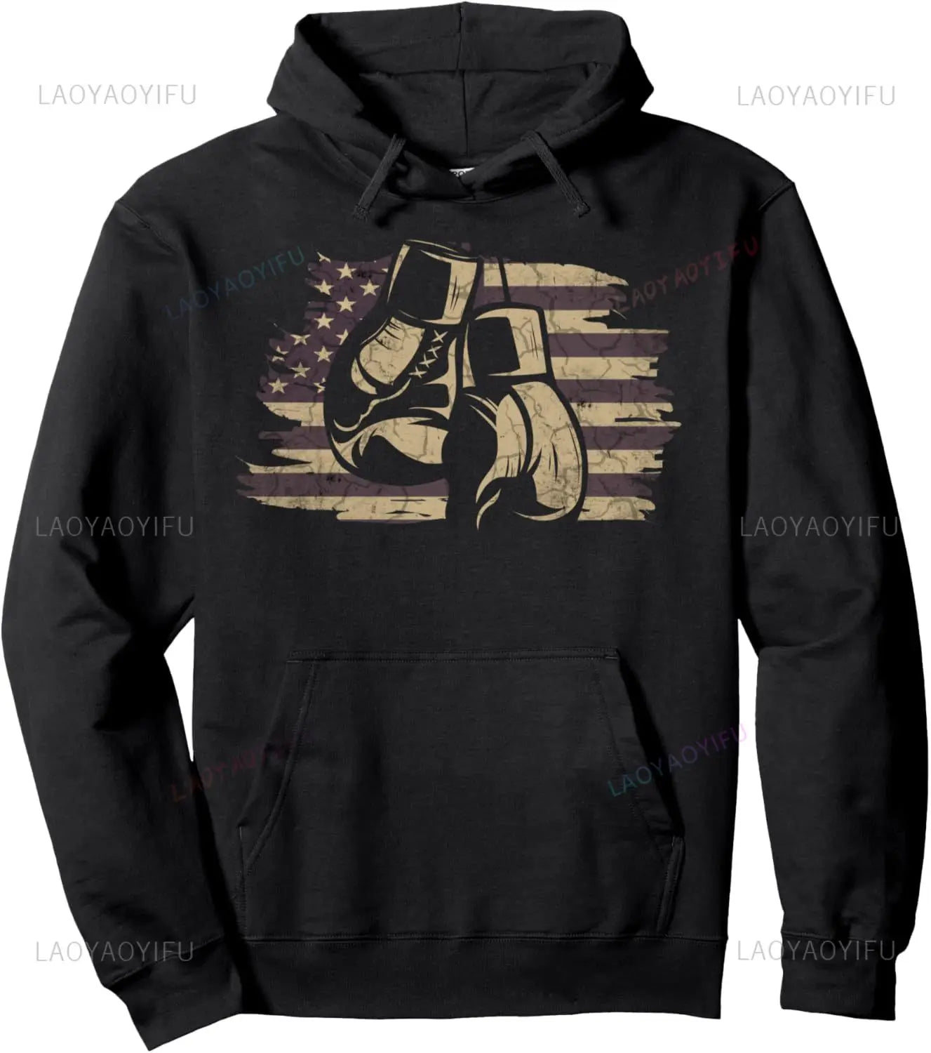 Sweat Boxe Gants et Drapeau USA Old School