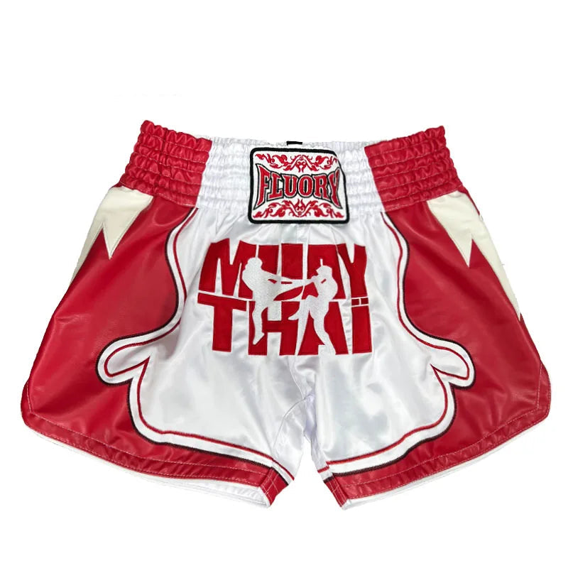 Short de Boxe Thai Performance Rouge et Blanc