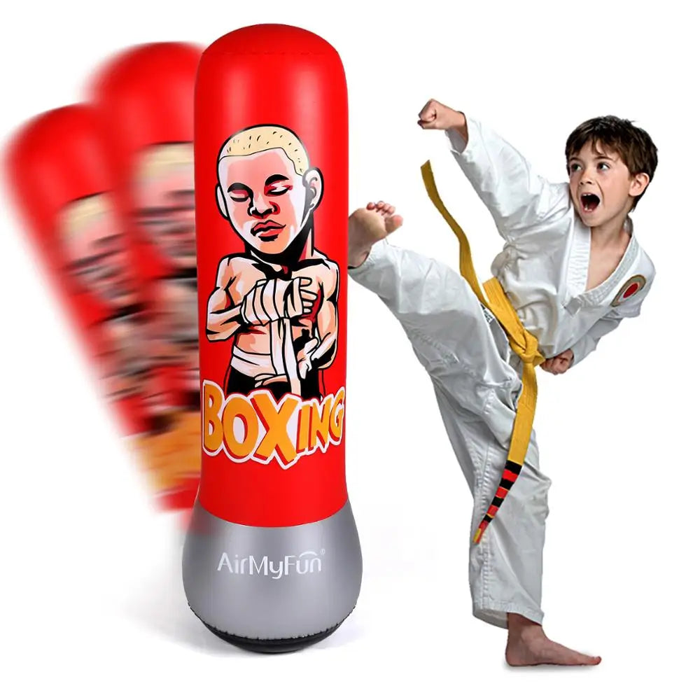 Punching Ball Gonflable Rouge et Gris