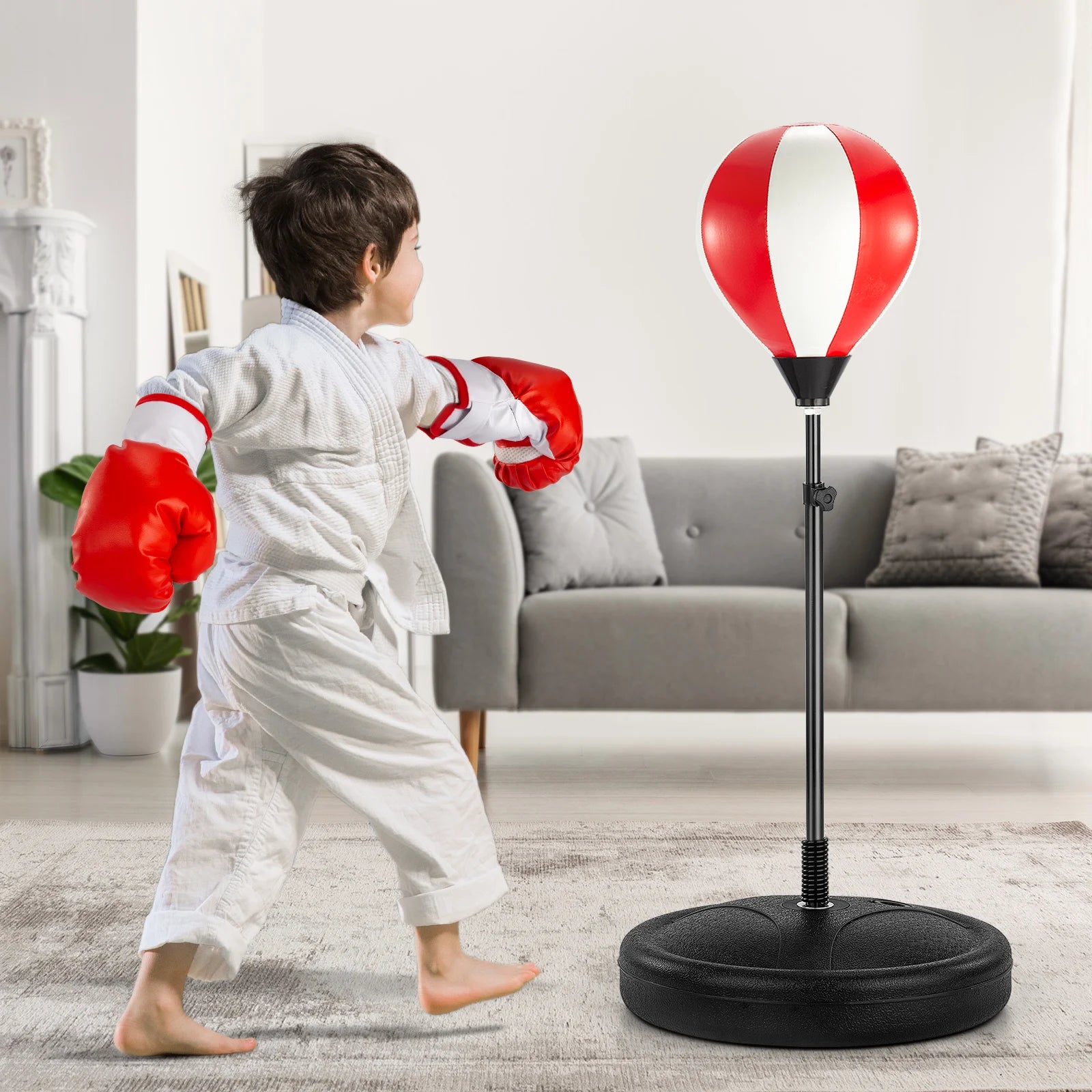 Sac De Frappe De Boxe Sur Pied 1,75 M - Sac De Frappe Résistance Et