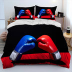 Housse de Couette et Taie d'Oreiller gants de boxe bleu et rouge
